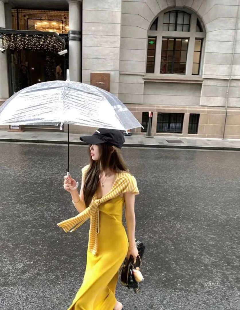 19198夏季新款韩系简约ins风修身显瘦无袖吊带连衣裙开衫披肩套装