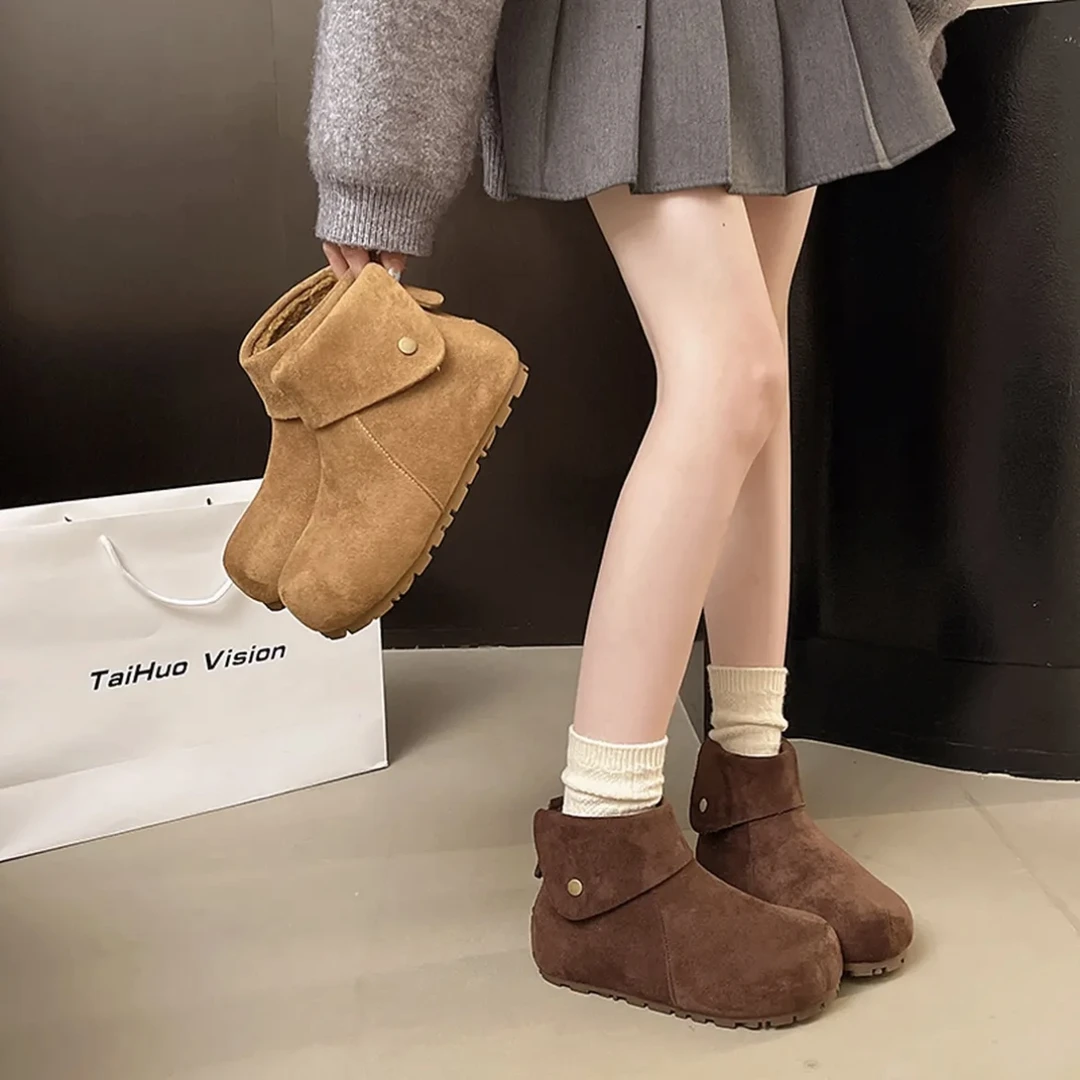 复古雪地高帮鞋女加绒保暖秋冬季新款时尚巨好看内增高勃肯棉鞋子