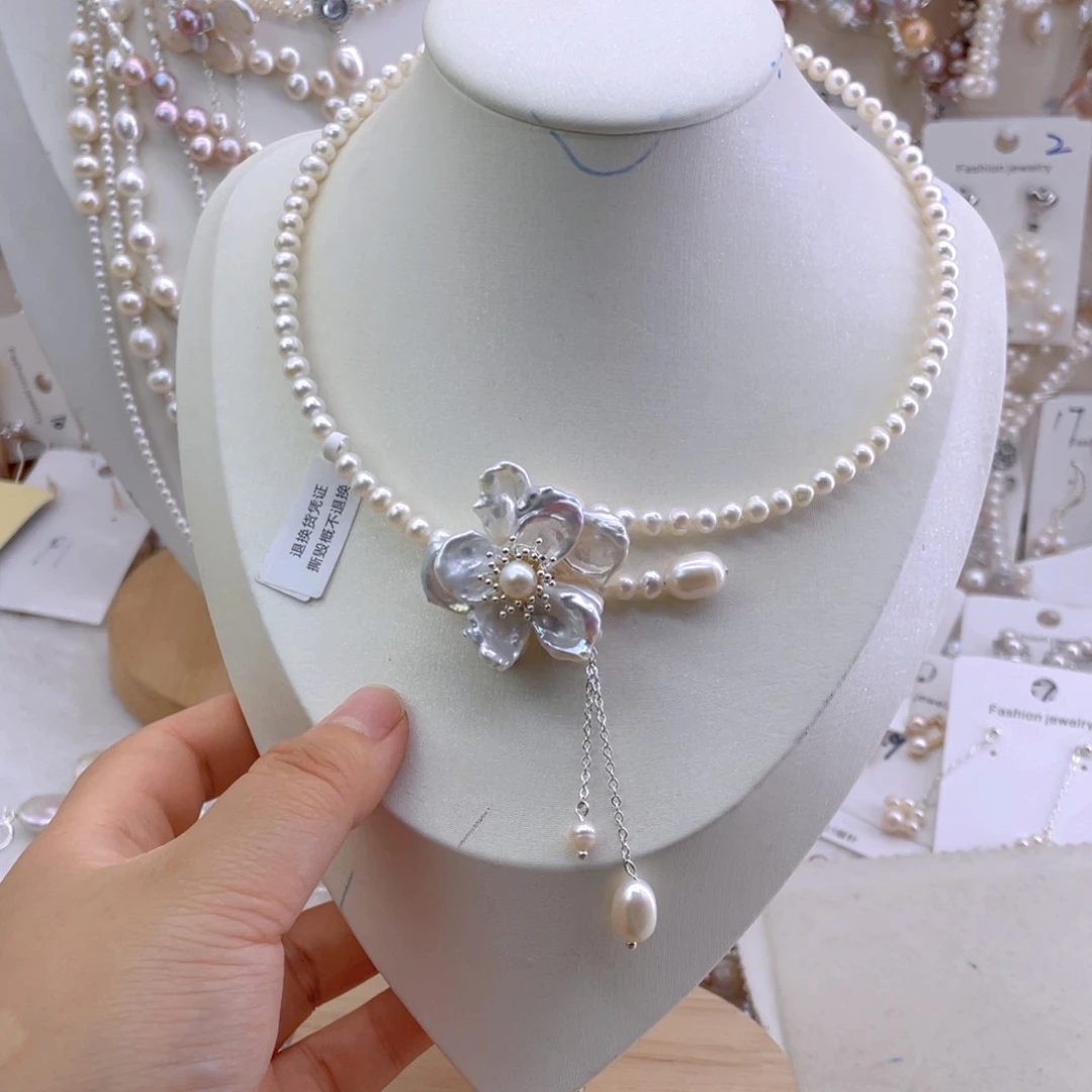 未镶嵌淡水珍珠耳饰苏****记拍3