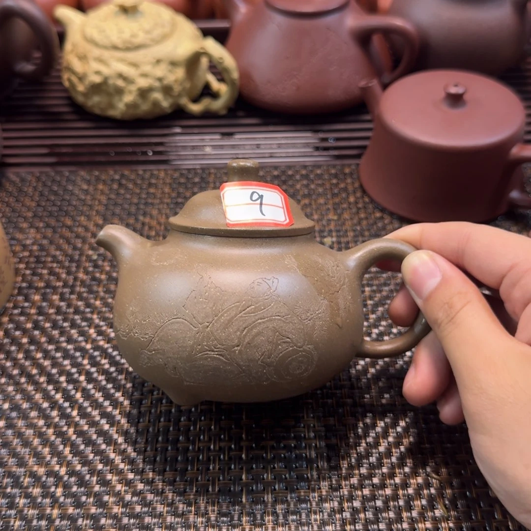 茶壶紫砂9号紫砂壶瑕刻绘