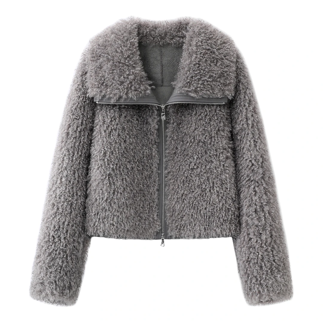 【艾家】小香风短外套女2025冬季新款短款保暖马海毛香蕉袖大衣1352