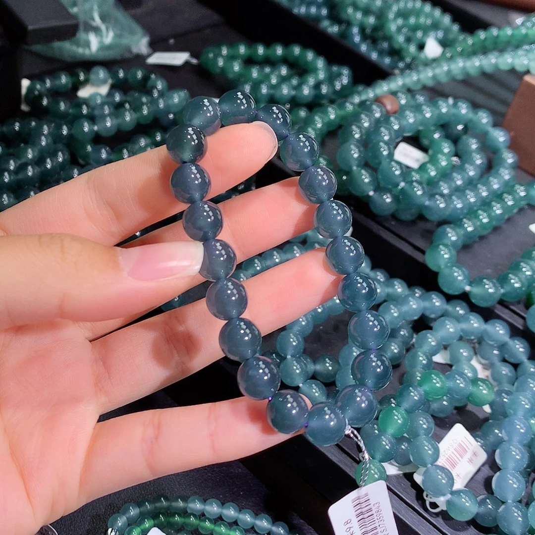 起***吧翡翠未镶嵌手链天然a货翡翠手串10