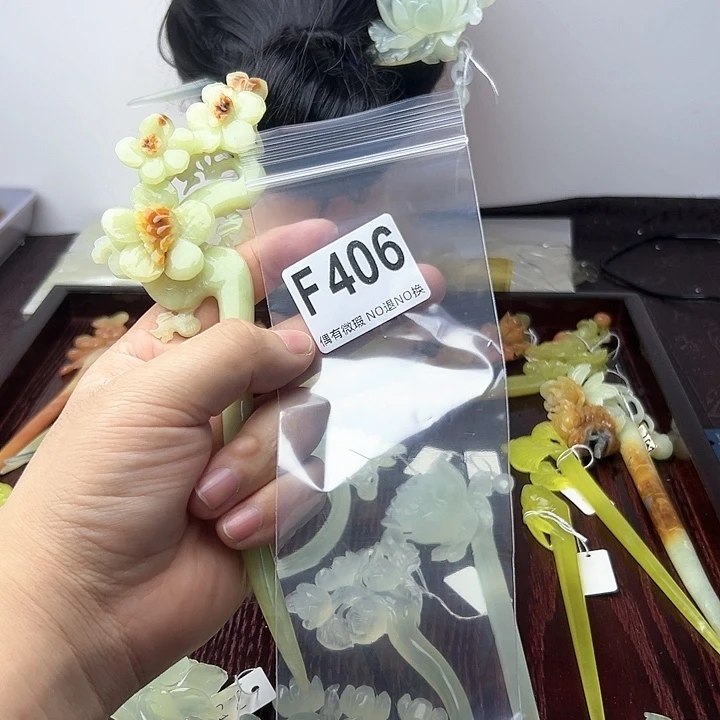 蛇纹石玉发饰合金❤️***