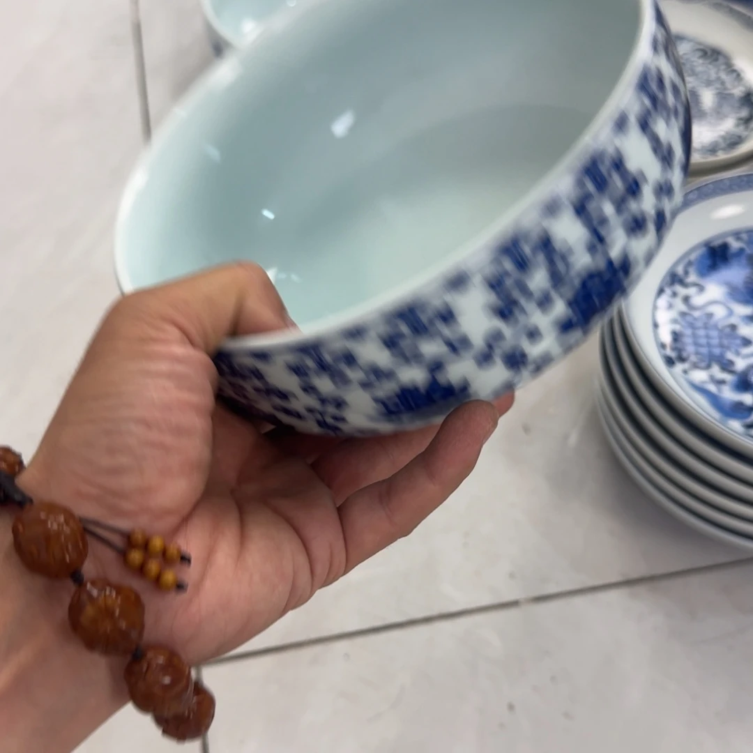 摆件青花缠枝莲水洗