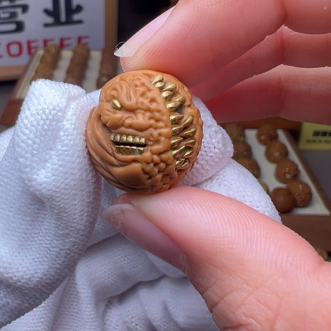 把件猴头核桃镶嵌款吞噬小丑全品有正常封口线