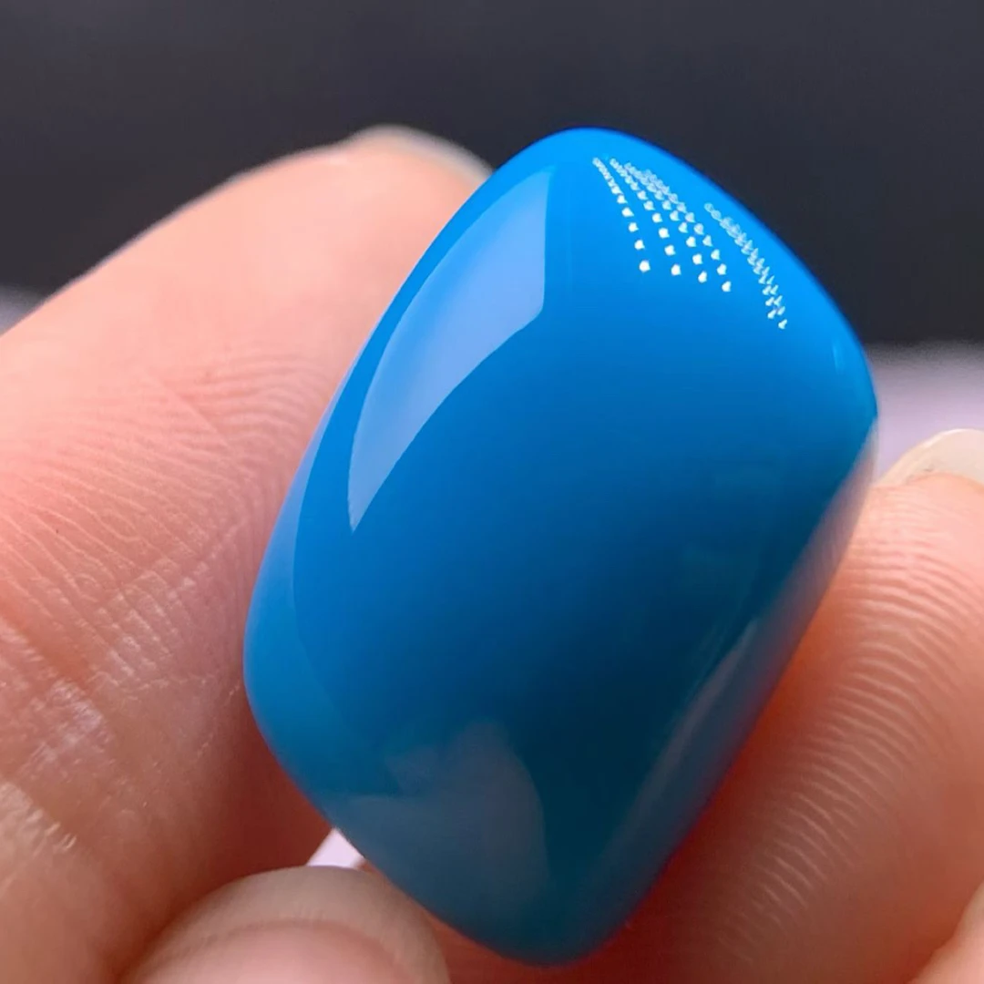 原矿绿松石云盖寺高瓷高蓝玉化方戒面尺寸16.6×12.5×8.8，重3.21克