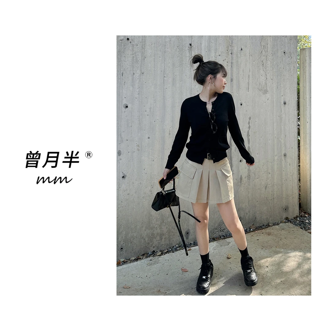曾月半《美式工装裙》双腰袢压褶腰带防走光工装裙裤！ZQ148