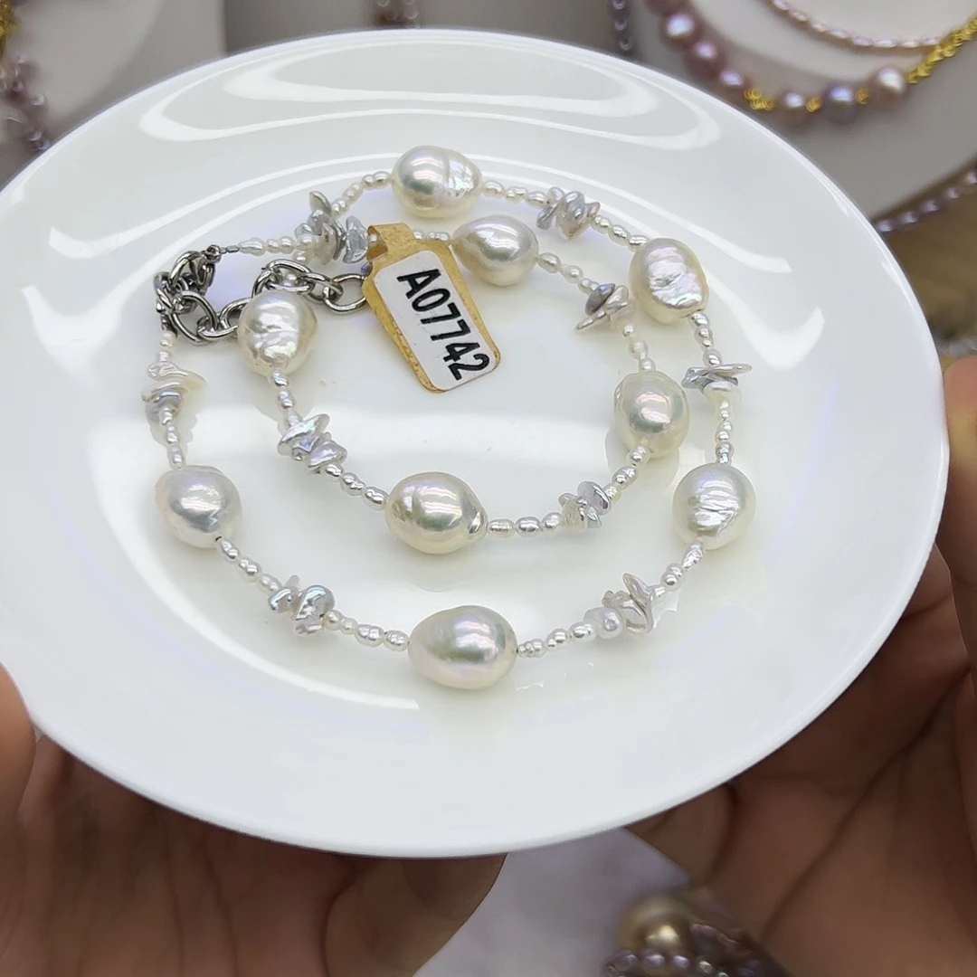 耳饰银S925镶嵌淡水珍珠