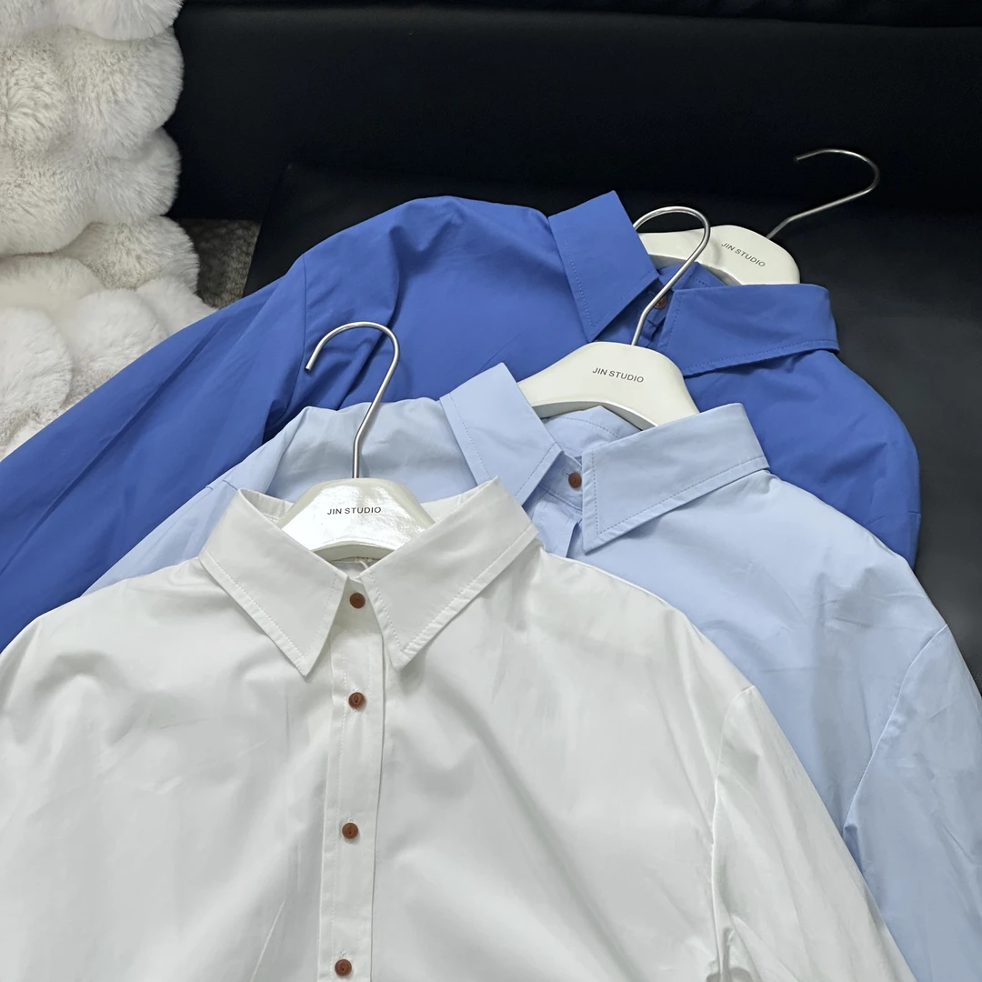 【锦衣鹊羽】2058水洗棉感鱼眼扣宽松衬衫