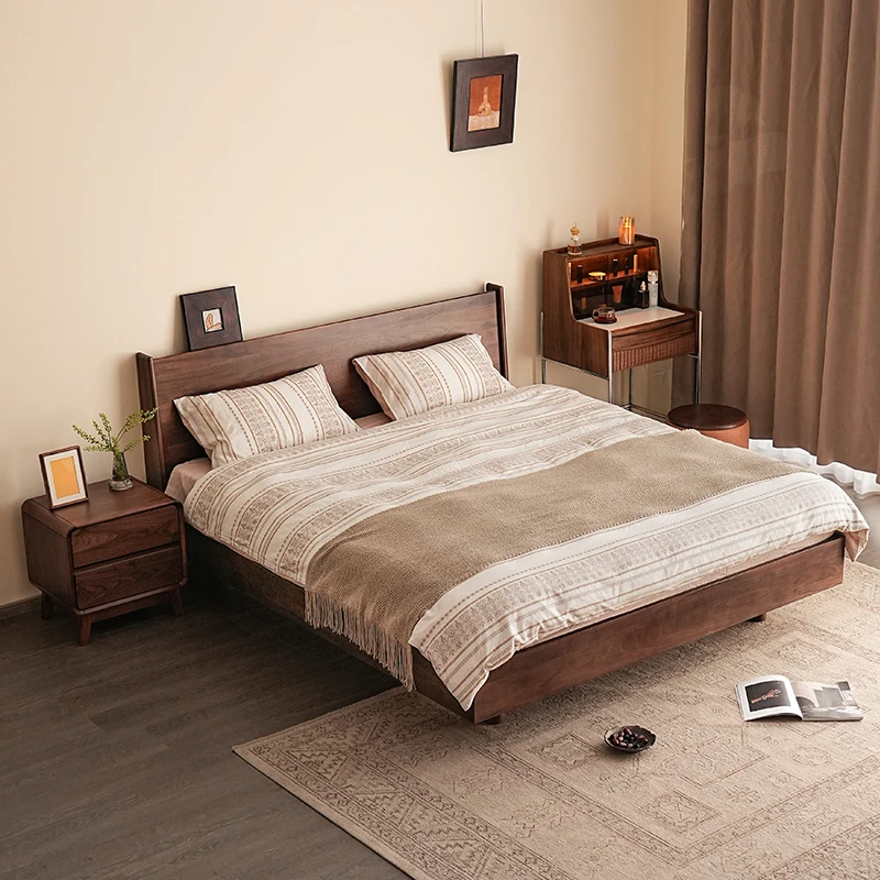 苏作集北美黑胡桃木北欧实木仲夏床卧室家用大床家具1.8米双人床