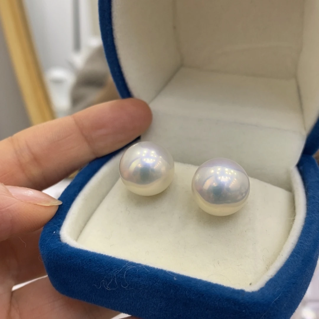 耳饰银S925镶嵌淡水珍珠
