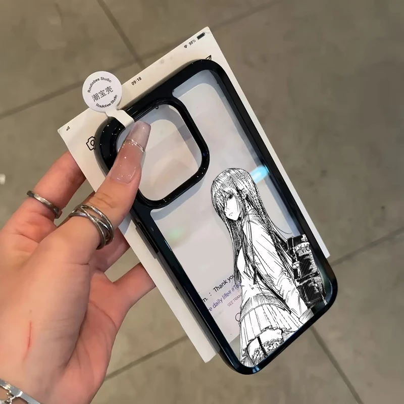 潮宝壳原创动漫女孩适用苹果16proamx手机壳iPhone15彩色软边壳14