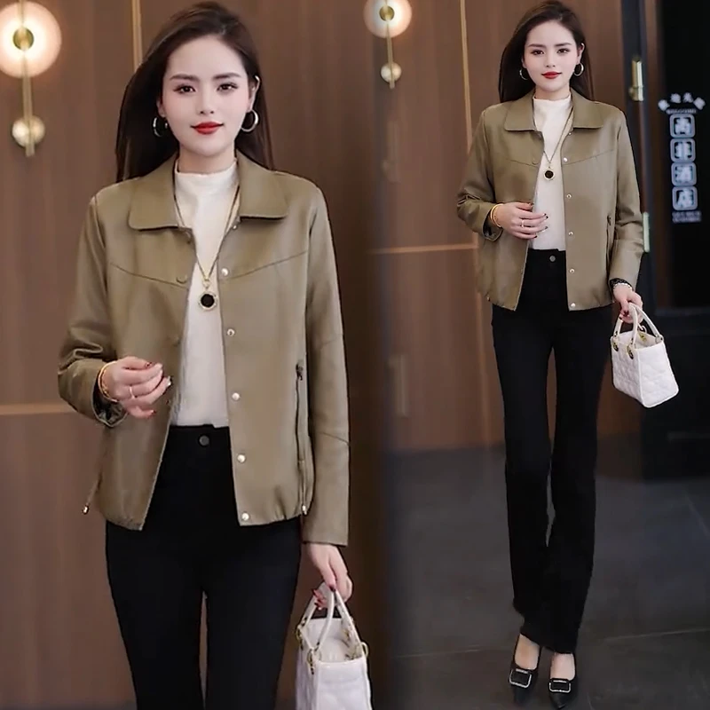 时尚皮衣女2025秋季新款洋气显瘦气质减龄长袖皮夹克短外套上衣潮