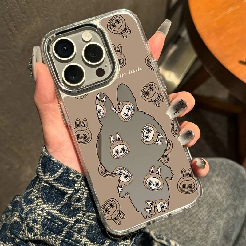 镂空拉布布适用苹果16PROMAX手机壳iPhone15镜面14卡通13硬壳12潮