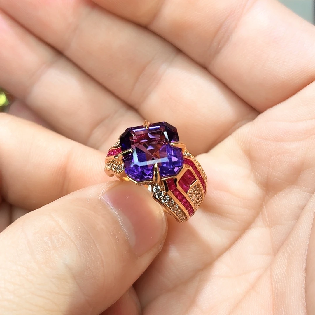 戒指银S925镶嵌水晶