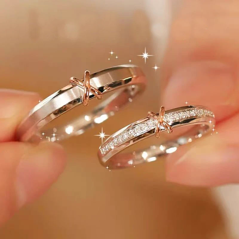 足银戒指 S999纯银交织磨砂素圈男女情侣对戒指活口一对时尚刻字