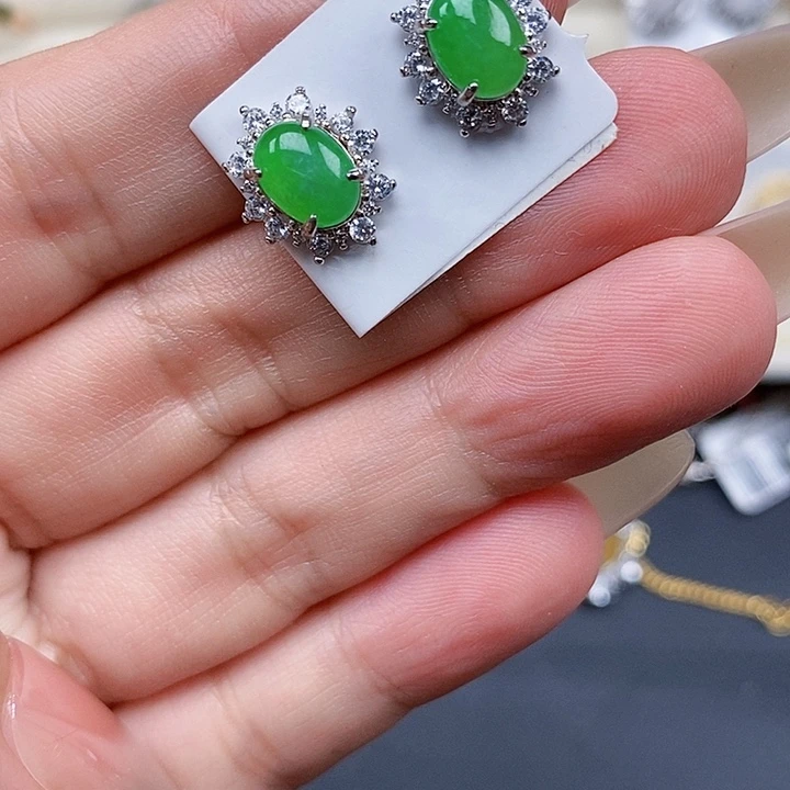 翡翠银S925镶嵌颈饰缅甸翡翠