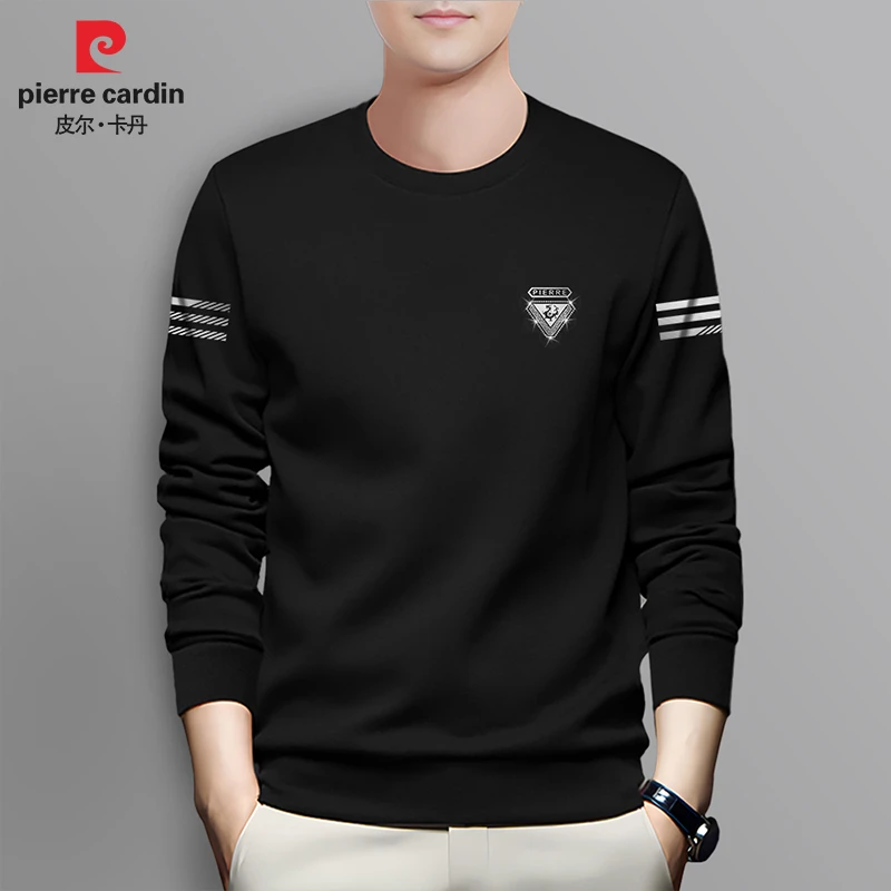 皮尔卡丹专柜正品高端上档次男长袖卫衣商务三条杠大码加绒P80280