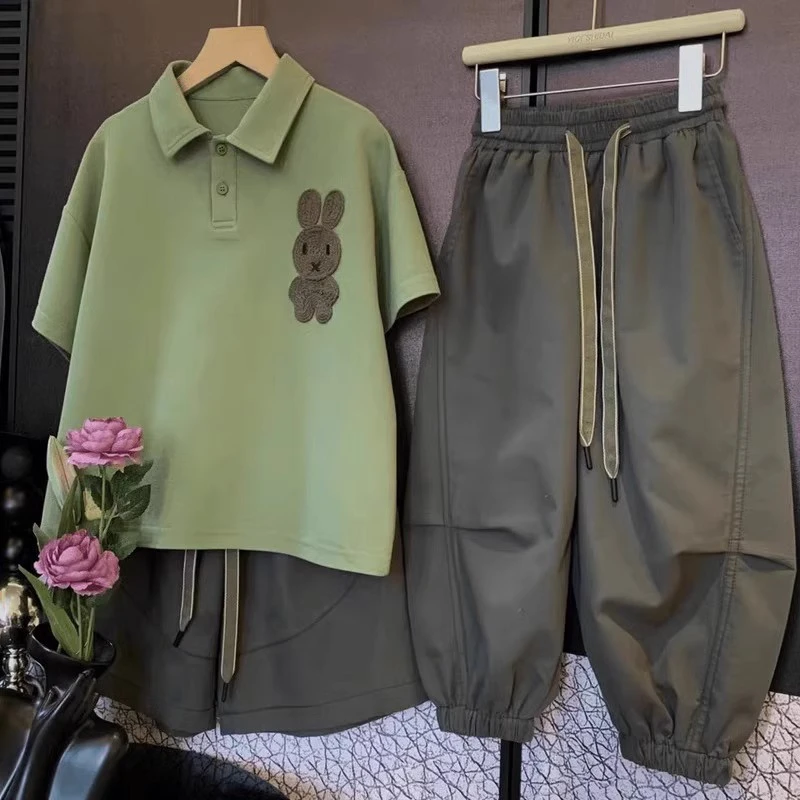 男童夏装套装2025夏季新款儿童时尚POLO短袖刺绣T恤休闲夏款童装