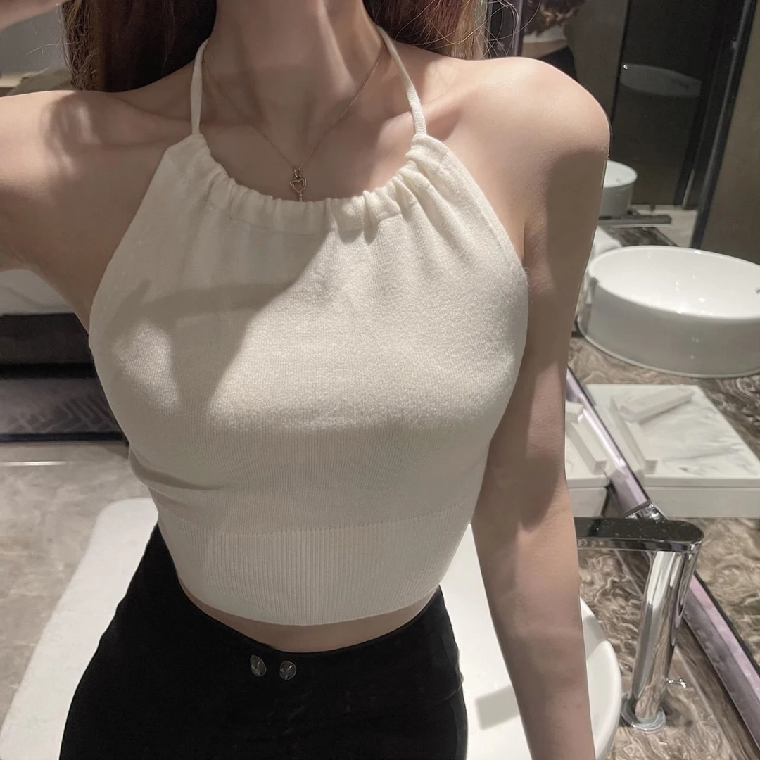 40小吊带内搭纯欲风针织挂脖辣妹性感大码新款打底衣背心女士外穿