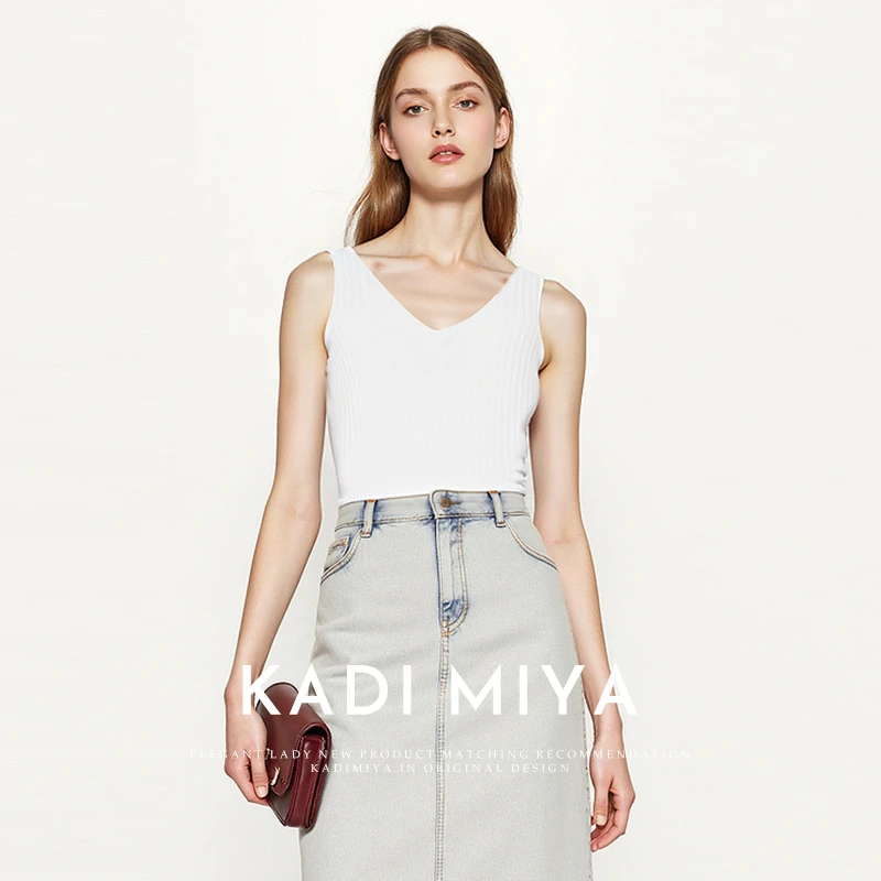 KADIMIYA【四色可选】定制双曲弹力row风修身显瘦无袖针织衫背心