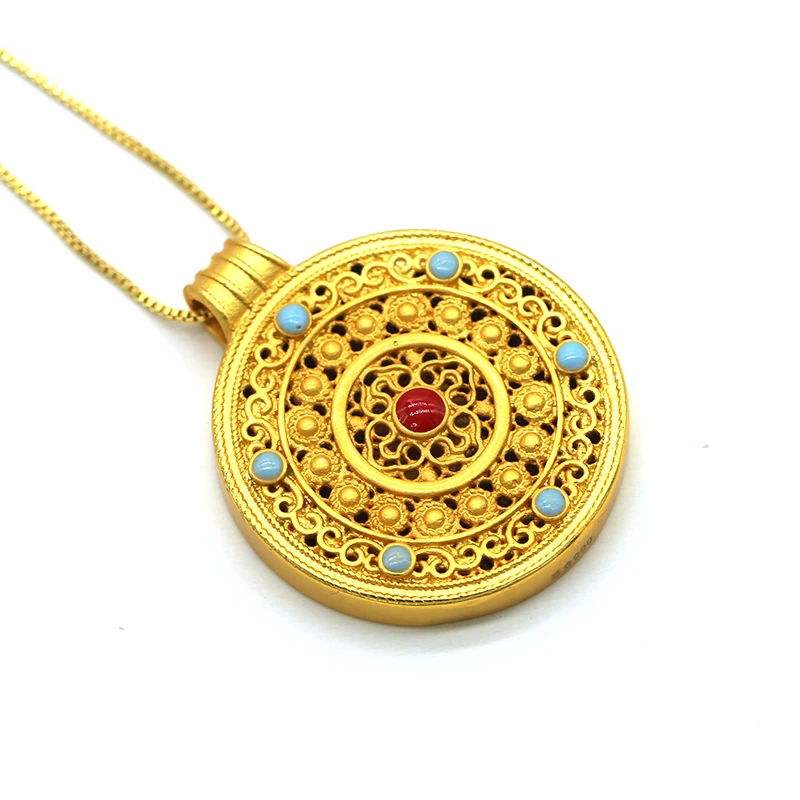 足金黄金八宝罗盘吊坠轻奢时尚款A9