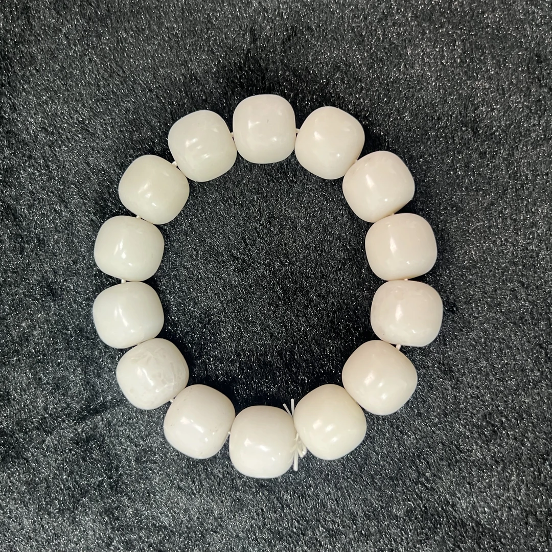 【巴铁专享】和田玉奶白单圈老型珠手串15-16mm多样性发一