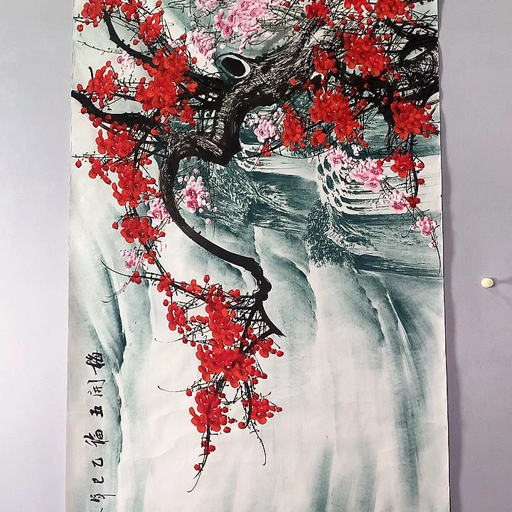 国画八尺梅花图作品，、