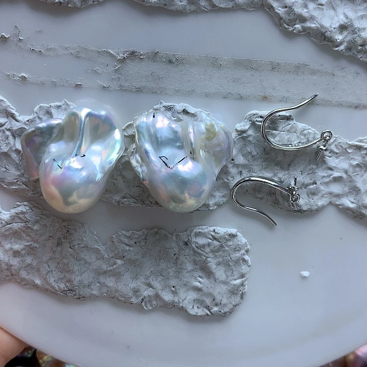 淡水珍珠耳饰银S925镶嵌兰