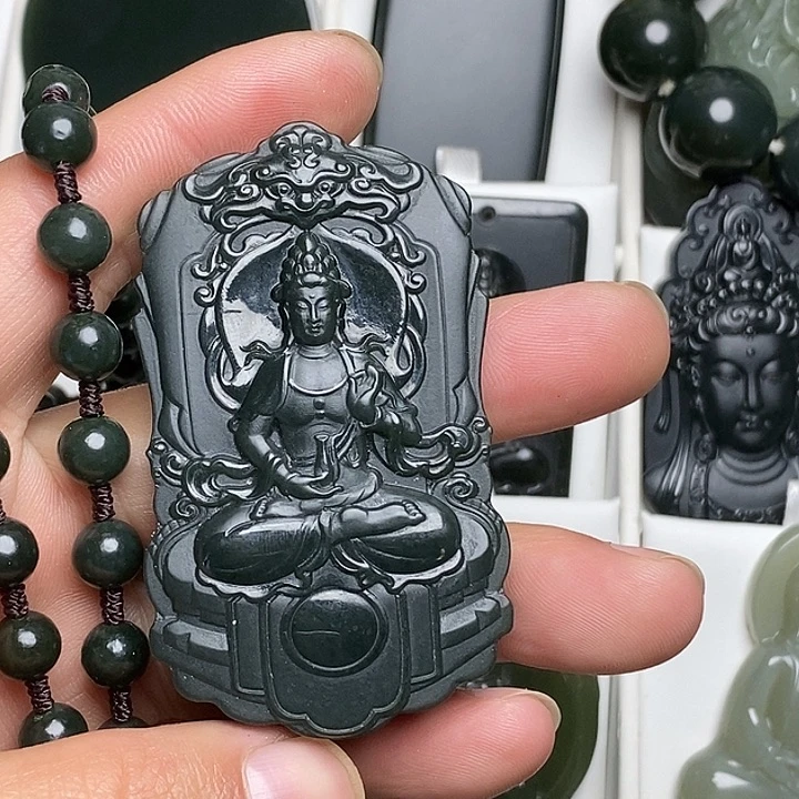 和田玉（翠青玉）未镶嵌颈饰