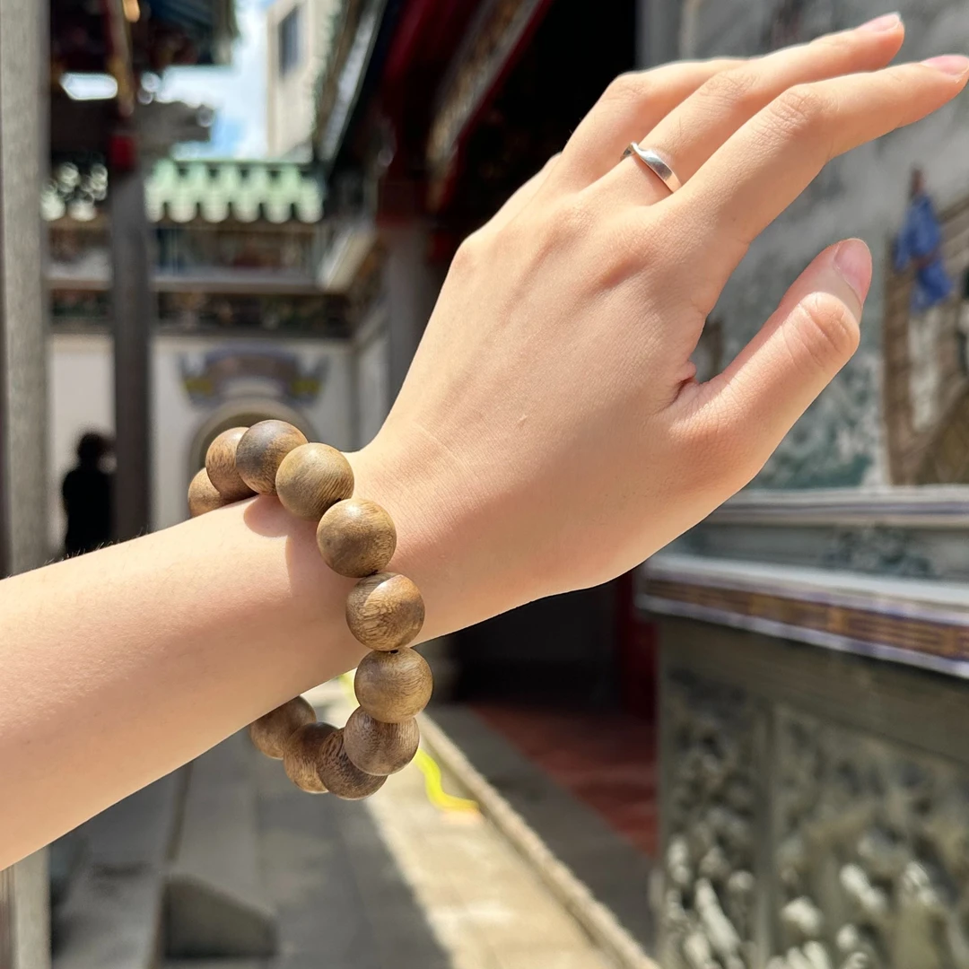 沉香天然莺歌绿棋楠沉香单圈手串16mm/17mm圆珠正宗沉香手串文玩