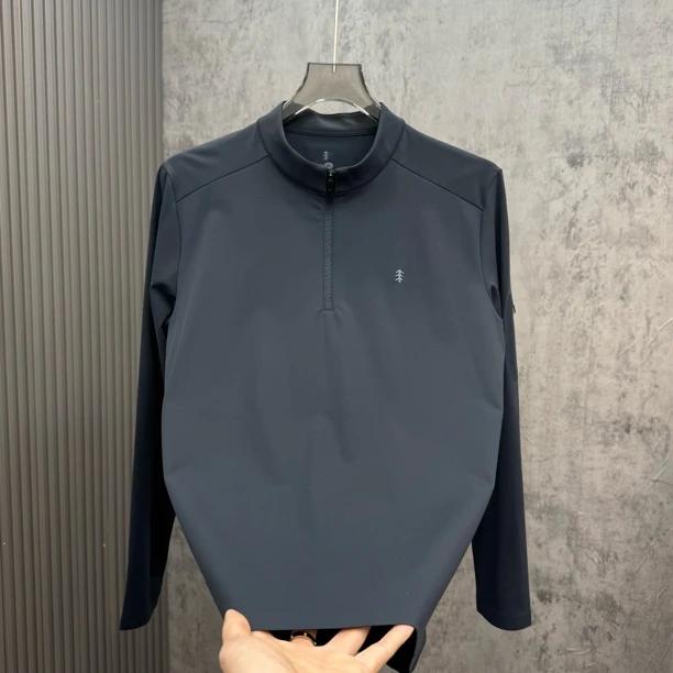 1229户外休闲秋冬立领加绒拉链长袖T恤男士运动上衣