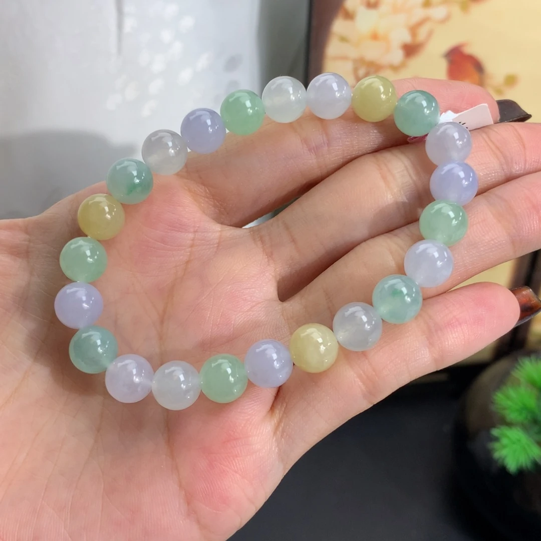 翡翠未镶嵌手串卡8冰胶马卡龙手串