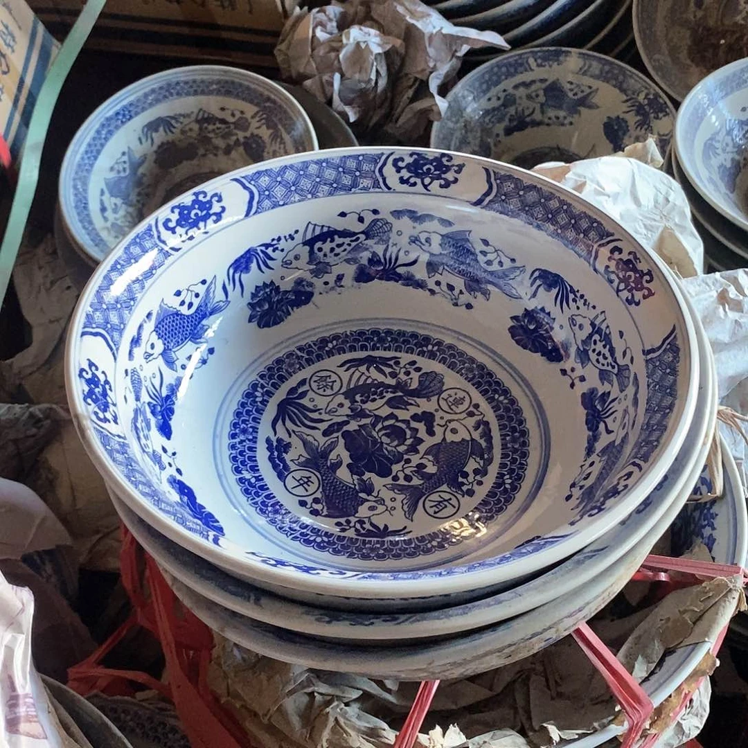 摆件11寸青花玲珑瓷碗