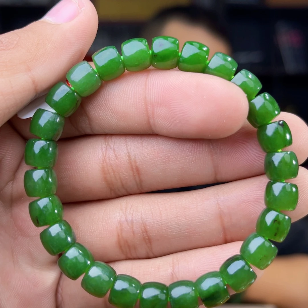 和田玉未镶嵌手串天然和田玉俄罗斯俄七碧玉料卡8