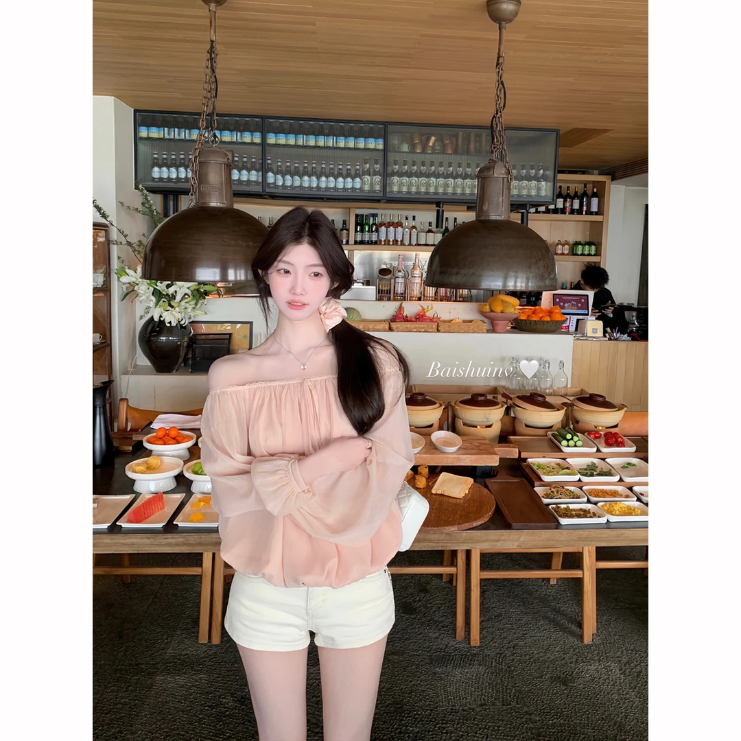 白水女腿精养成杏色牛仔短裤女显瘦A字裤 B2504x牛仔短裤x11587