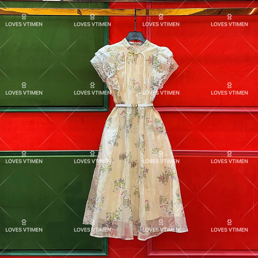 【vian专属】气质国风刺绣显瘦复古收腰连衣裙LOVES-A787