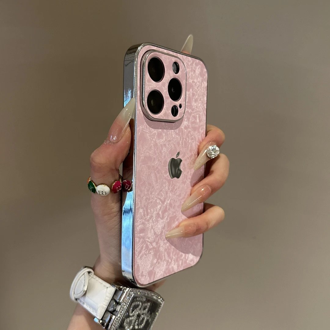 高级感立体压花纹适用苹果16promax手机壳iPhone15创意14轻奢13女