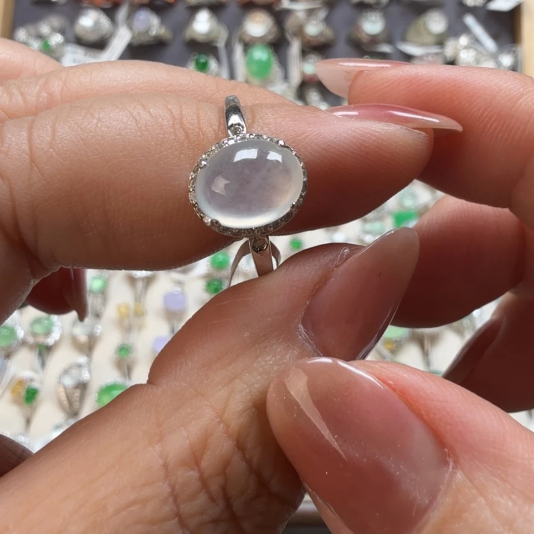 翡翠银S925镶嵌戒指8058