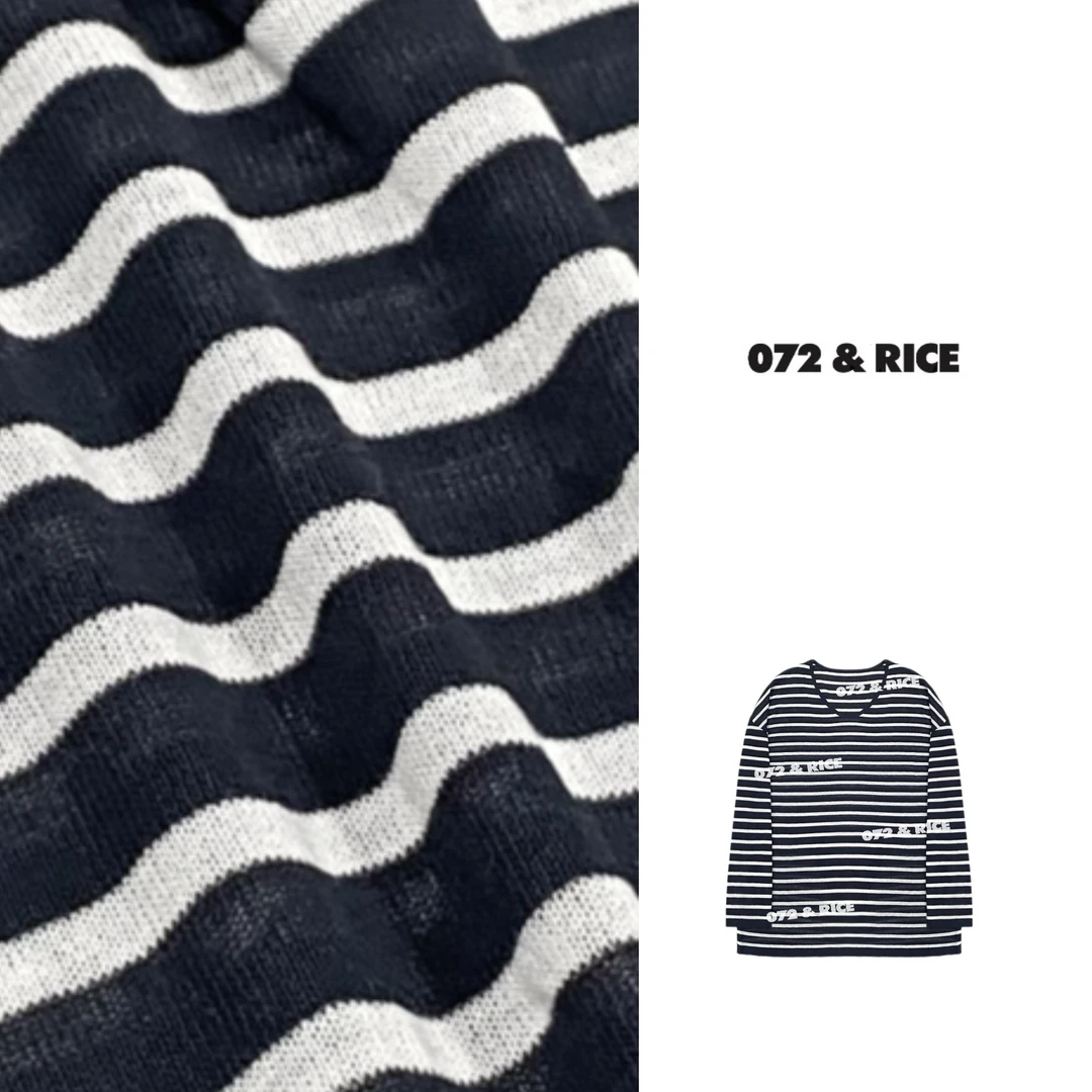 072 & RICE【北海条】亚麻+莱赛尔 春夏V领长袖针织衫 32SJ80