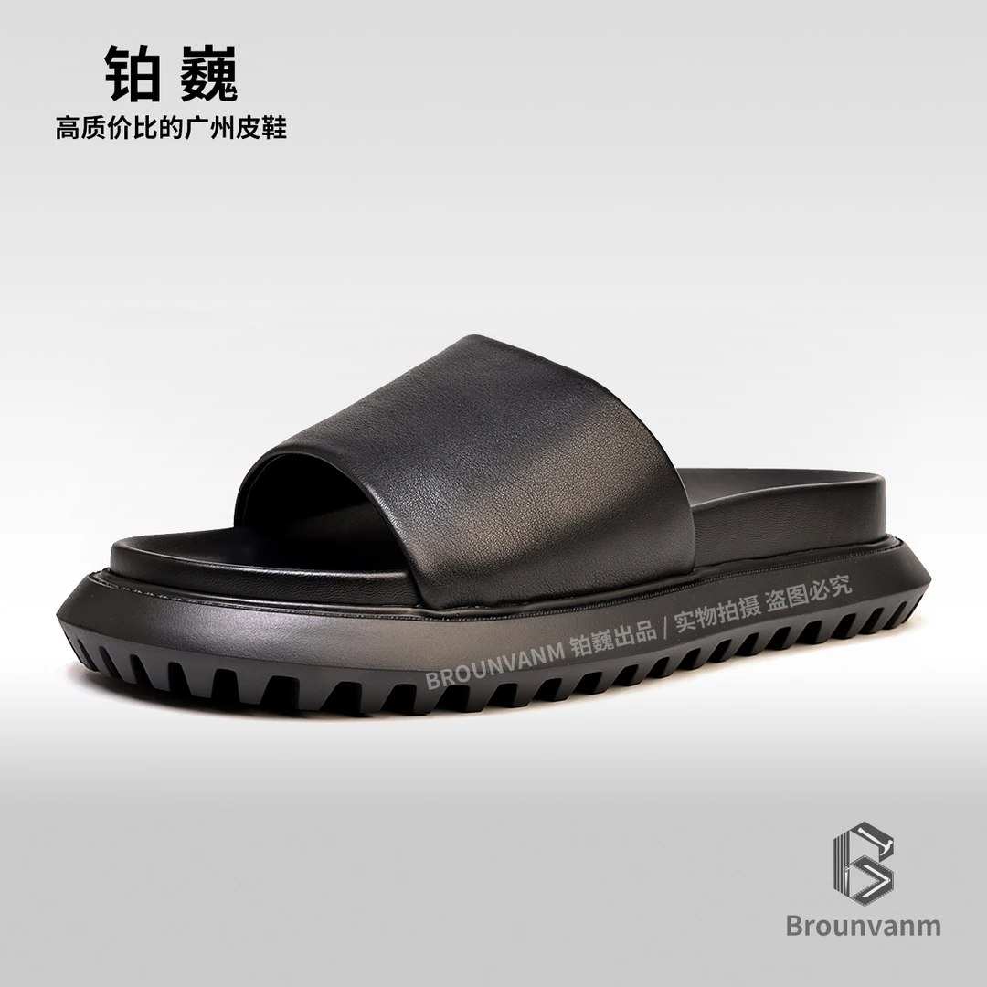 真皮拖鞋全羊皮男2025夏季新品男士一字拖休闲时尚沙滩外穿高级感