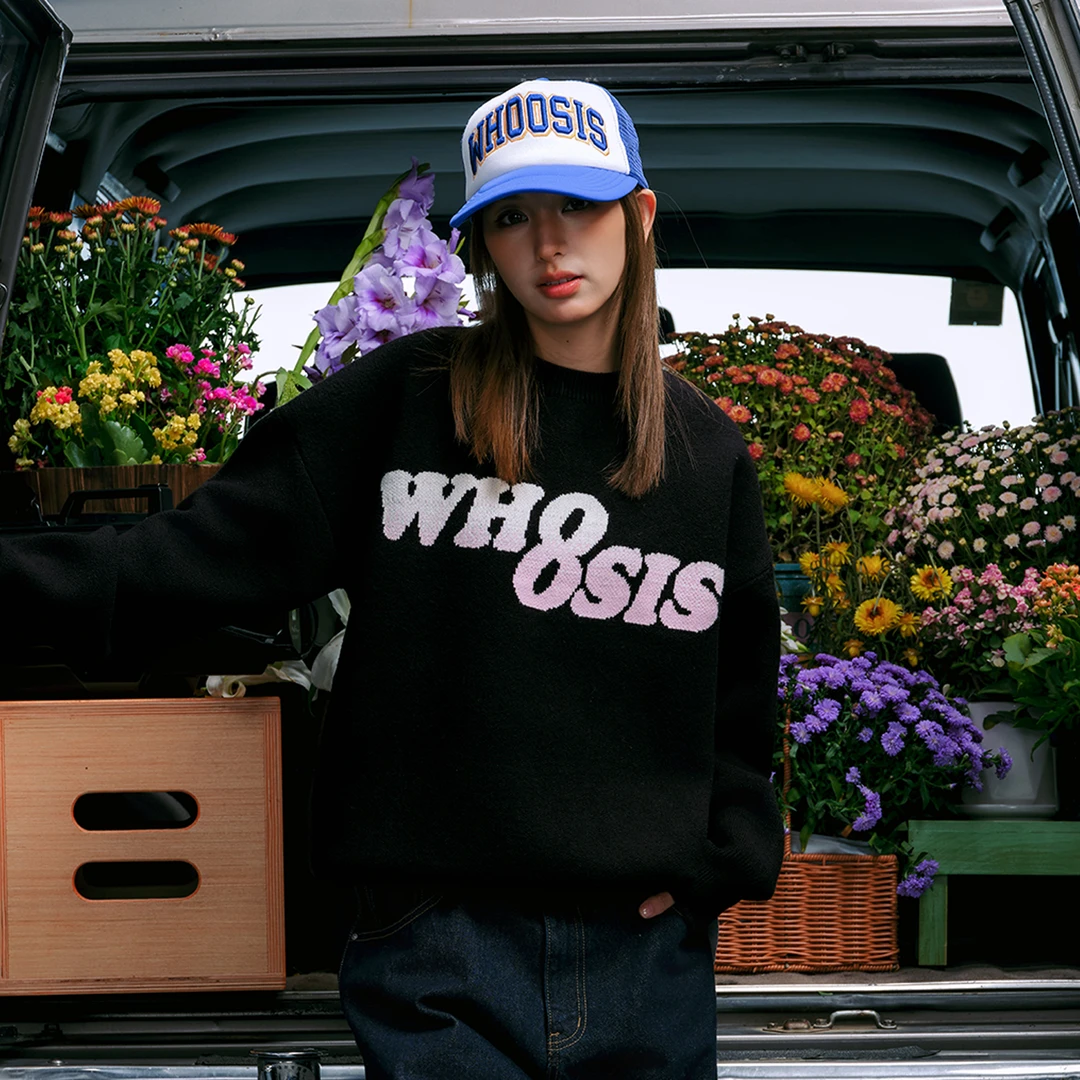 【买一赠一】WHOOSIS（不知其名）幻影渐变logo套头毛衣宽松百搭冬
