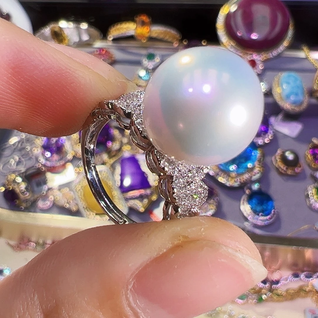 银S925镶嵌 戒指淡水珍珠