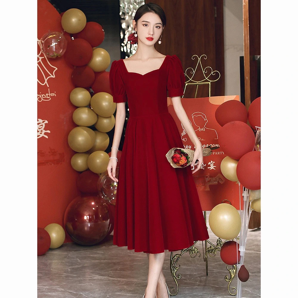 夏季薄款订婚礼服结婚敬酒服大码显瘦短款日常穿礼服冰丝质感秋款