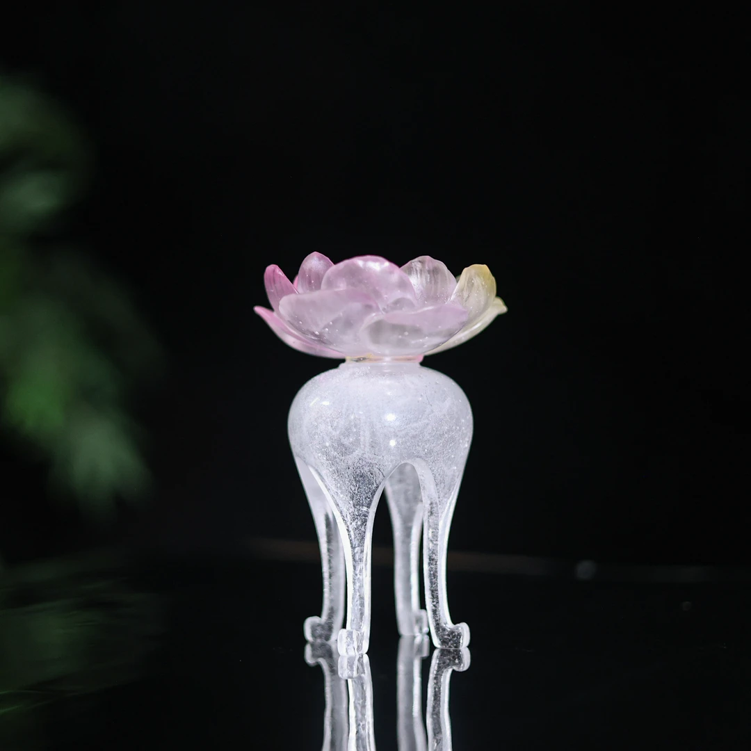 【福器】十二花神-心缘堂-高足烛台二月梅花茶道零配（琉璃S0662）