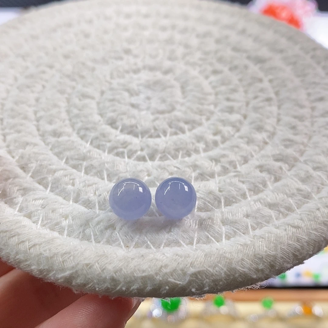 散珠翡翠一对紫珠珠卡8*