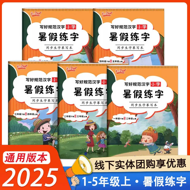 2025版笔下生辉暑假练字一二三四五六年级下册衔接上册