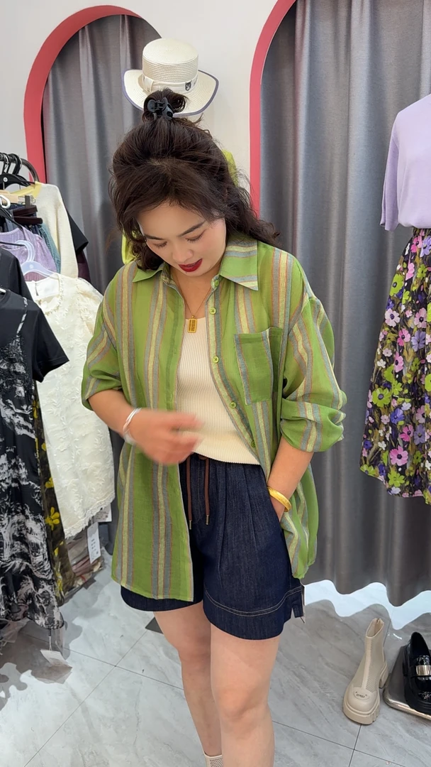 [WI FI] 新款欧货单排扣拼色洋气百搭防晒衬衫潮