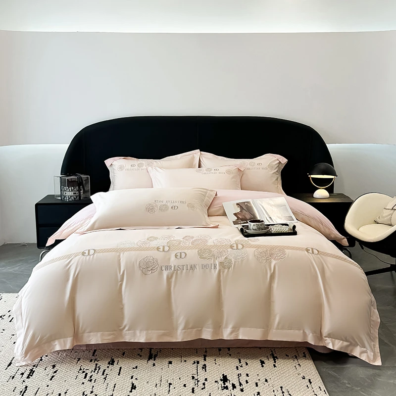 长庚家纺|奥尼尔新款长绒棉法式浪漫风磨毛四件套绣花被套床单