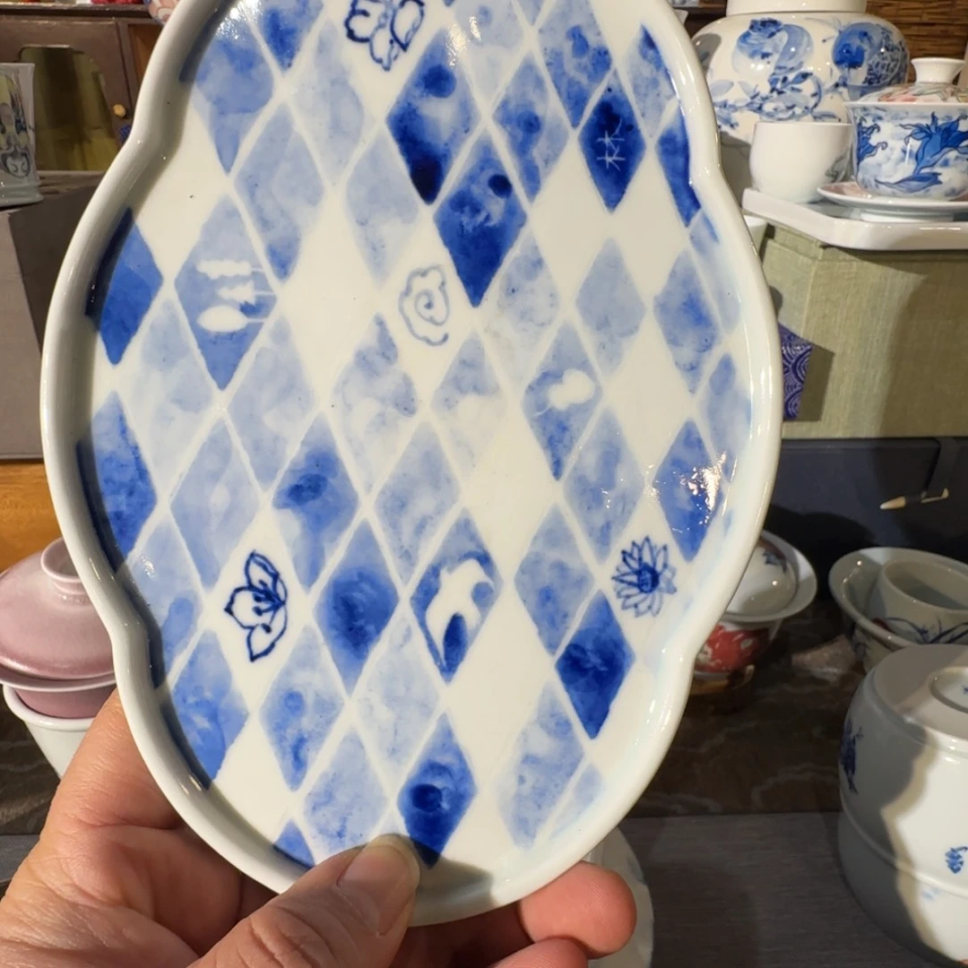 瓷手绘青花干泡台